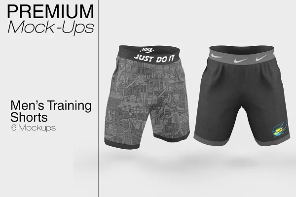 Men's Training Shorts Mockup Template Free Download - Itfonts.com