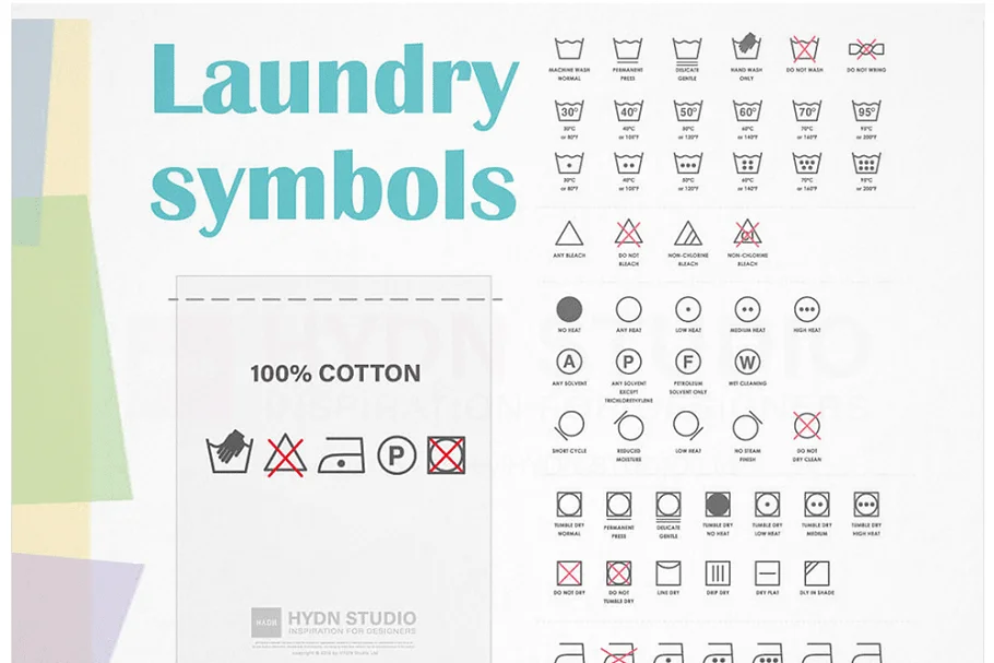 Laundry Symbols (ISO ver) vector Graphic Free Download - Itfonts.com