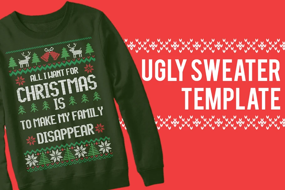 Ugly Sweater Christmas Templates Template Free Download - Itfonts.com