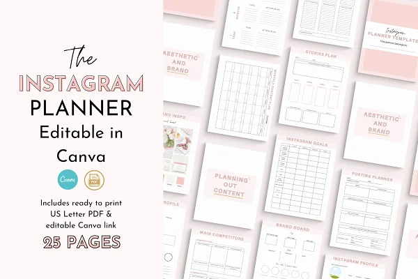Instagram planner template Canva Template Free Download - Itfonts.com