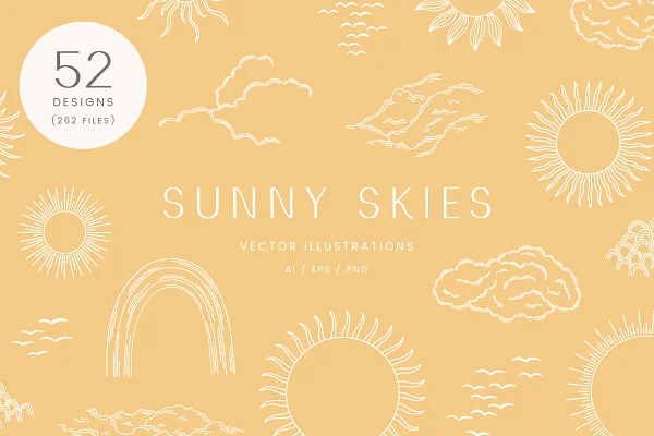 Sunny Skies Vector Illustrations Graphic Free Download - Itfonts.com